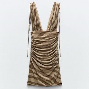 NWOT Zara printed mini tulle dress